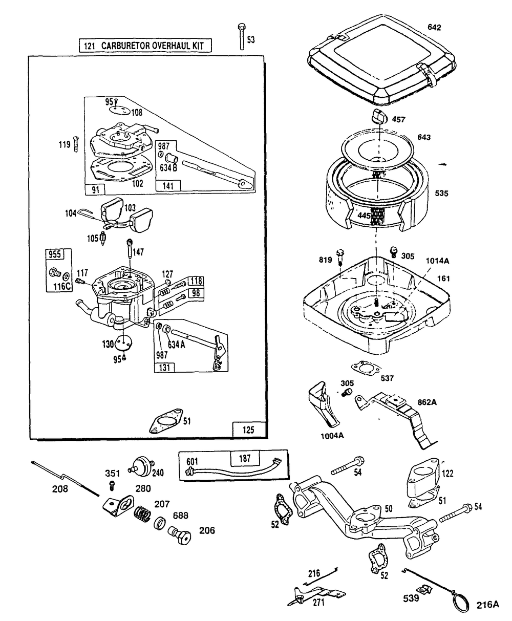 Carburetor And Filter Diagram and Parts List for 9404-2-3ZC40A  Briggs and Stratton Generator